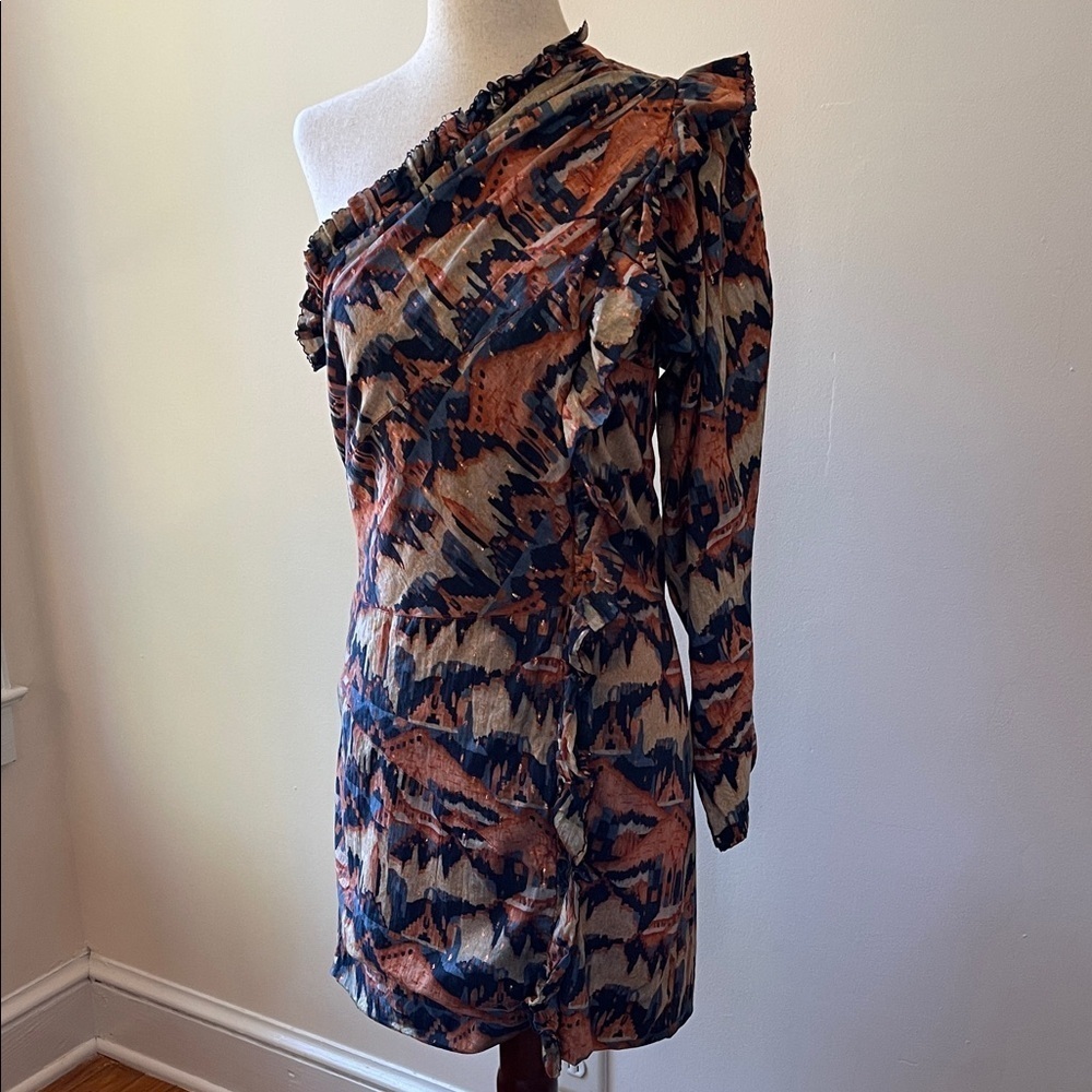 Chufy “Memories of Arizona” One-Shoulder Ruffle Dress Medium EUC Boho Luxe
